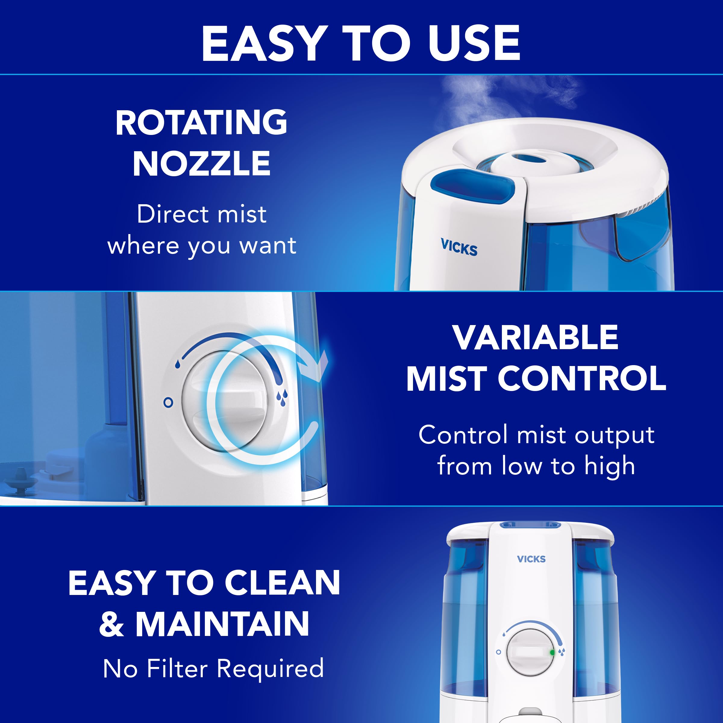 Vicks CoolRelief ideal for night use in bedroom or nursery