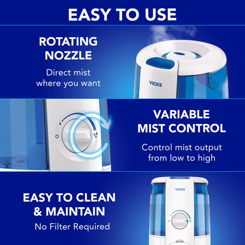 Vicks CoolRelief ideal for night use in bedroom or nursery