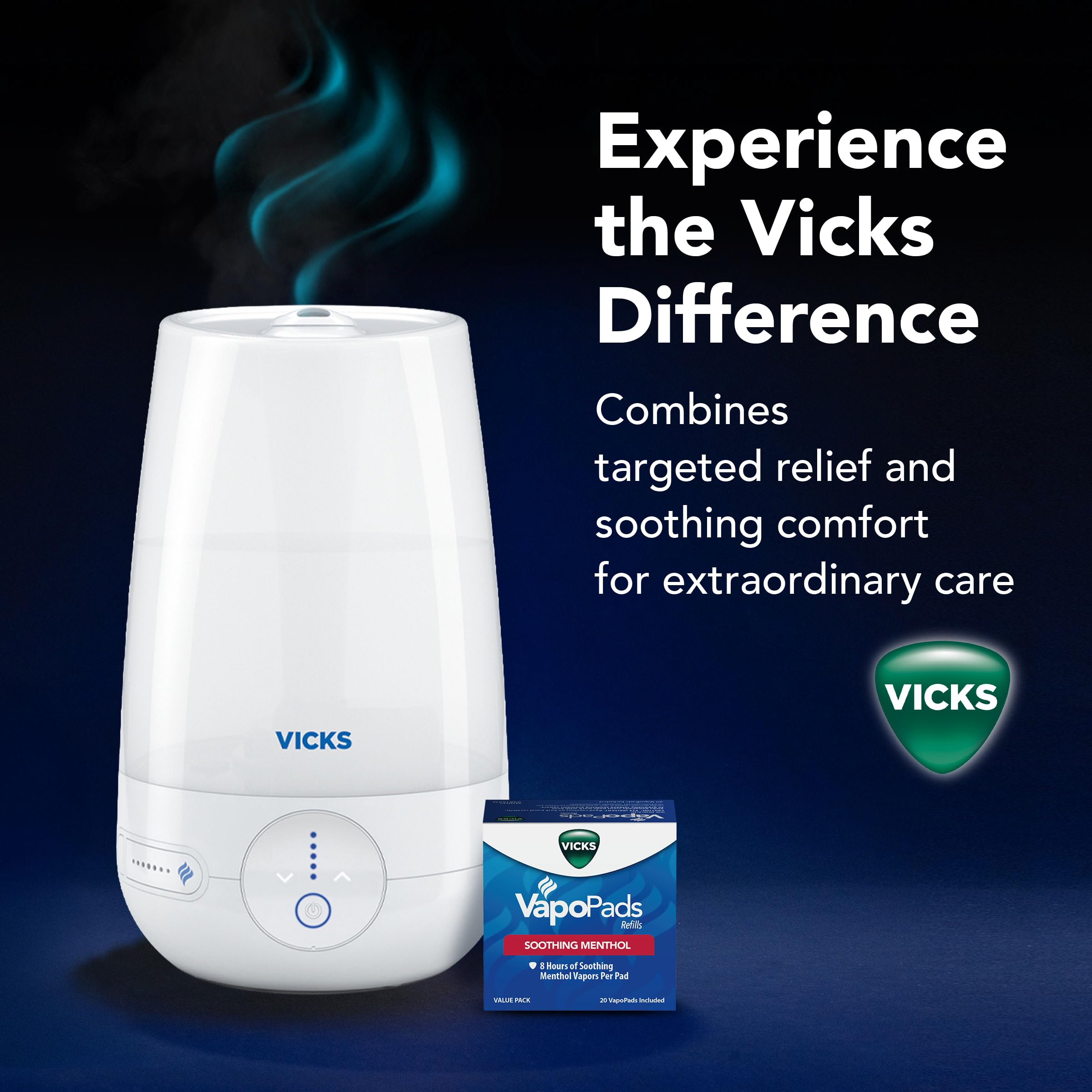 Vicks FilterFree Plus bedside setup supports simple room comfort.
