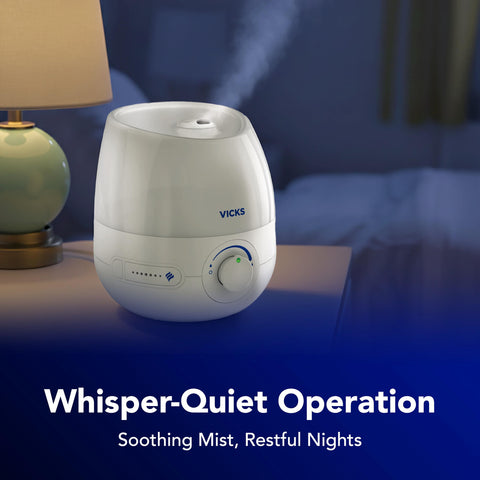 Vicks 0.5 gallon capacity compact humidifier for small spaces