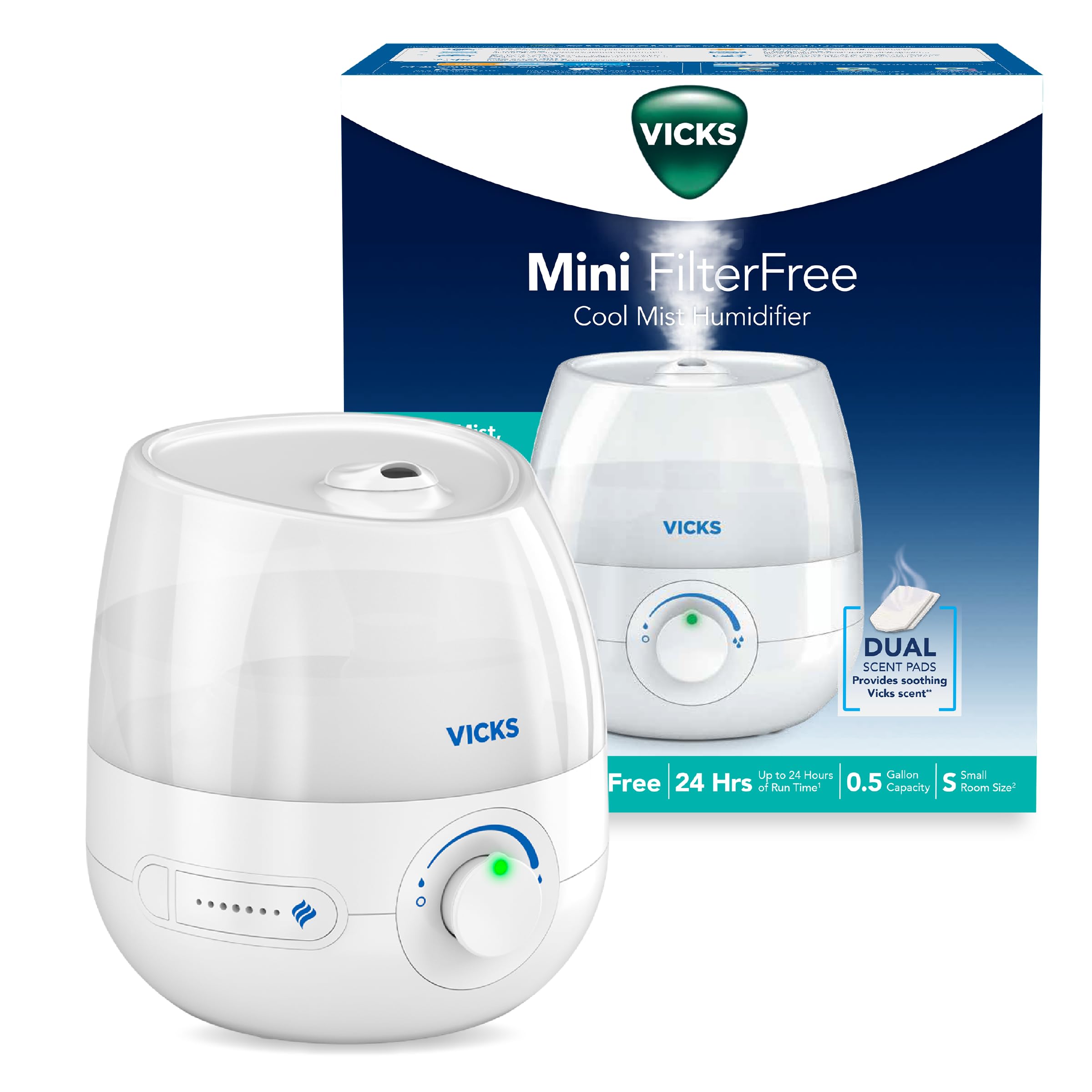 Vicks mini filter-free humidifier compact design for small rooms