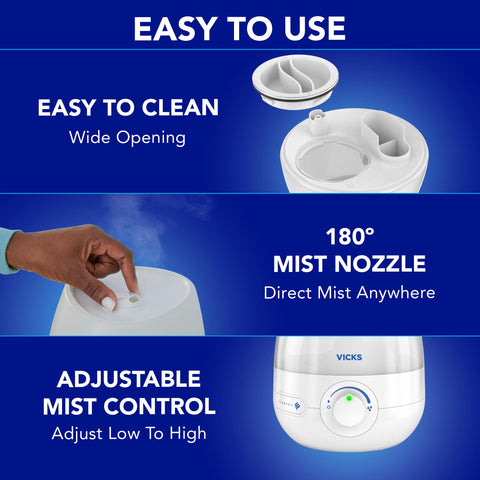 Vicks quiet operation ideal for bedrooms