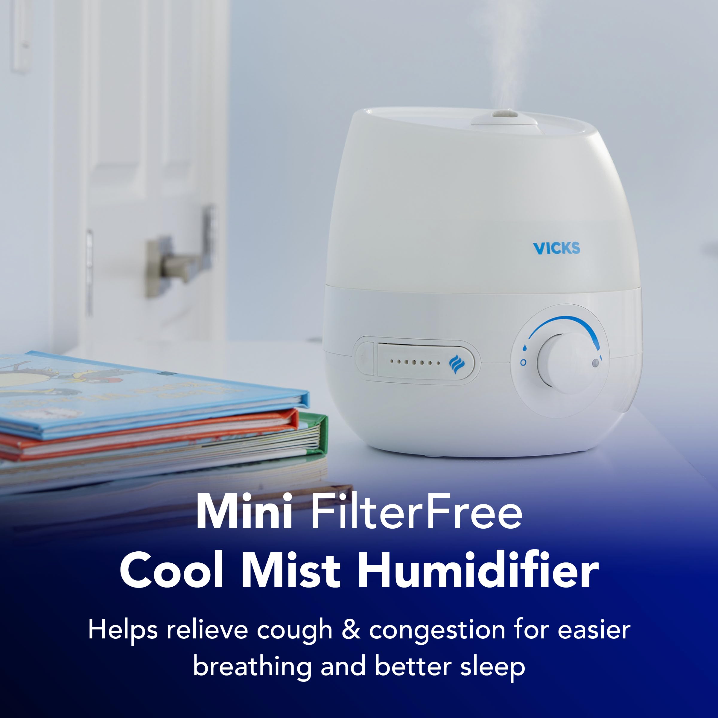 Vicks mini humidifier with VapoPads slot for soothing scent
