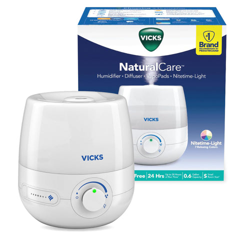 Vicks NaturalCare humidifier close-up for quiet sleep.