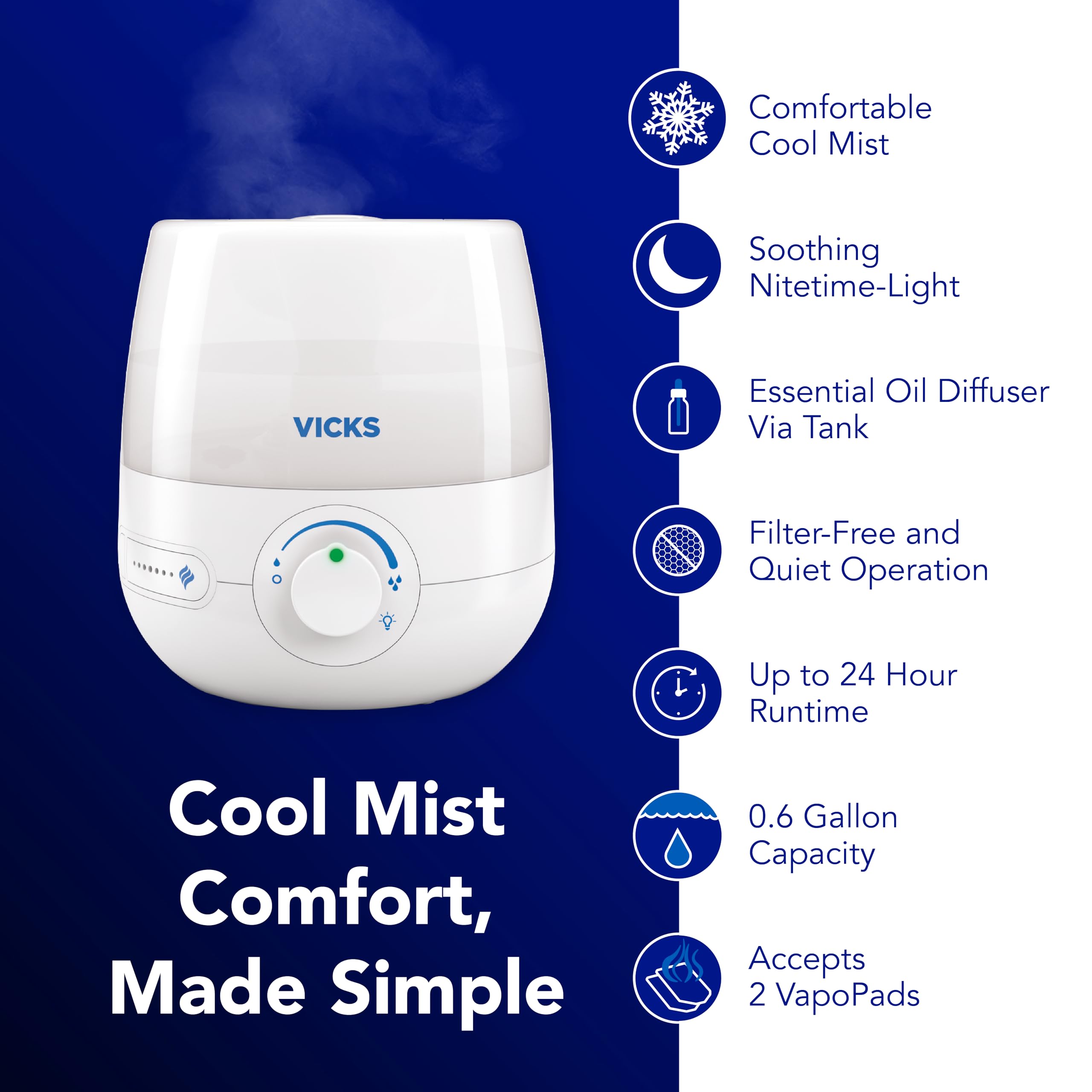 Vicks NaturalCare humidifier mist outlet for even airflow.