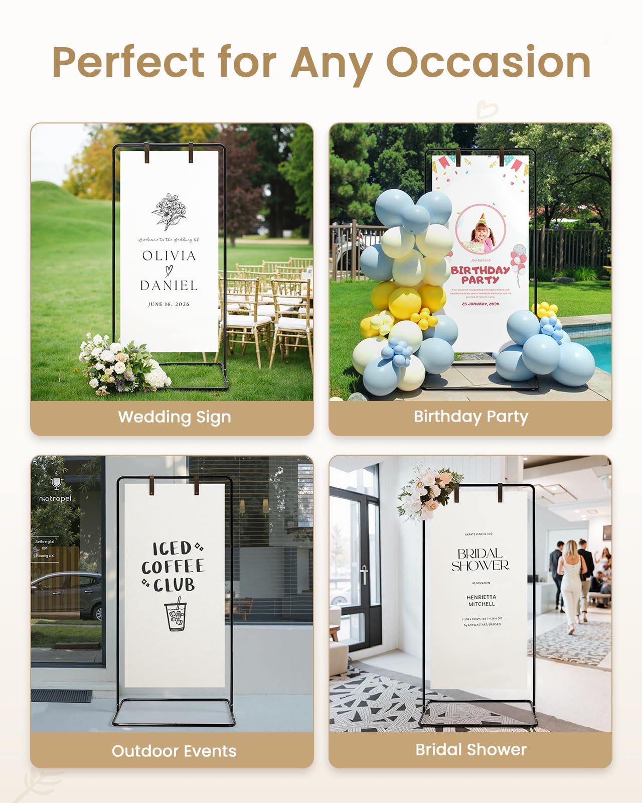 Victawks outdoor wedding sign stand blends with decor for elegant signage