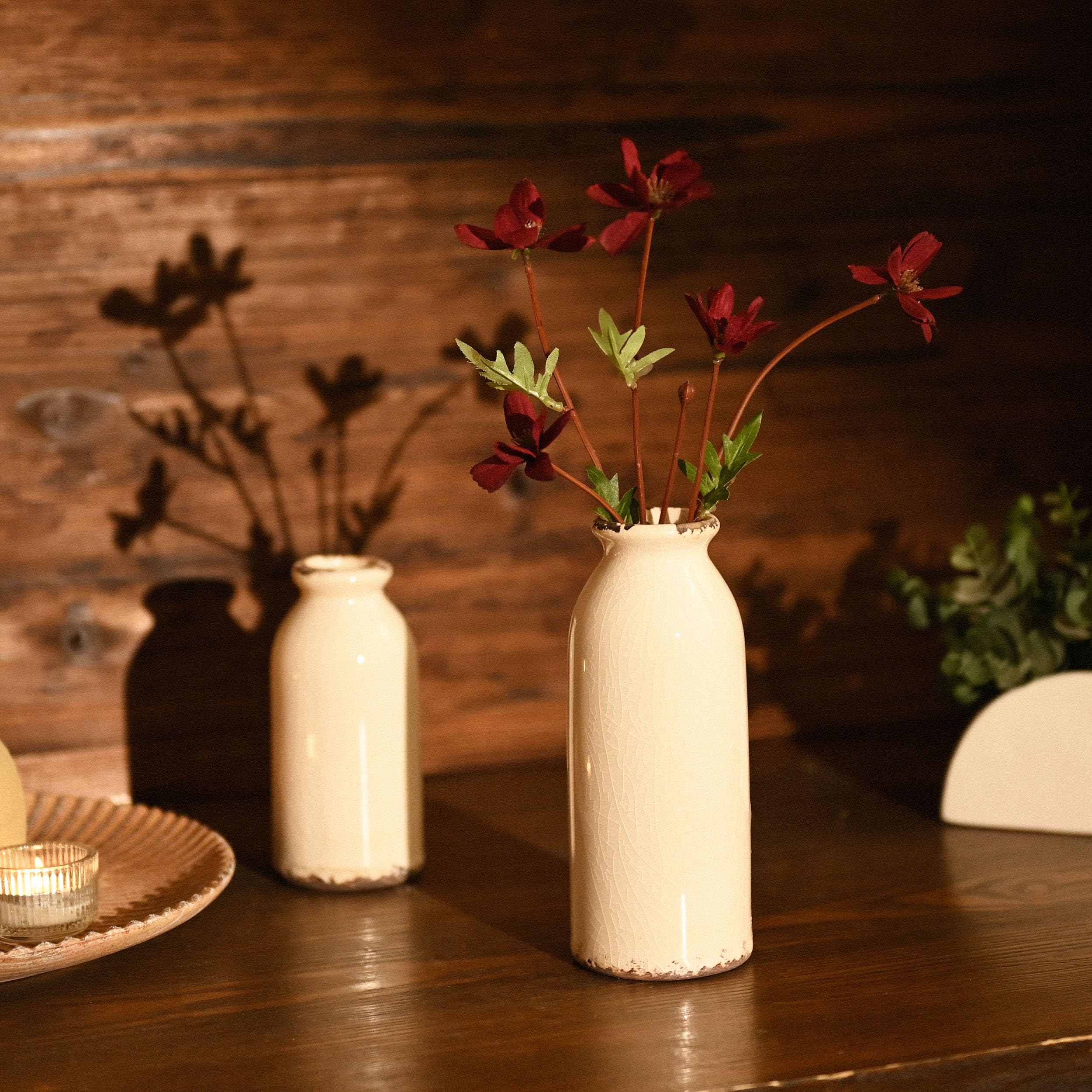 VICTOR & TERESA hand-carved ceramic vase highlights artisanal craftsmanship for a rustic focal point