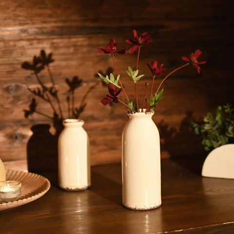 VICTOR & TERESA hand-carved ceramic vase highlights artisanal craftsmanship for a rustic focal point