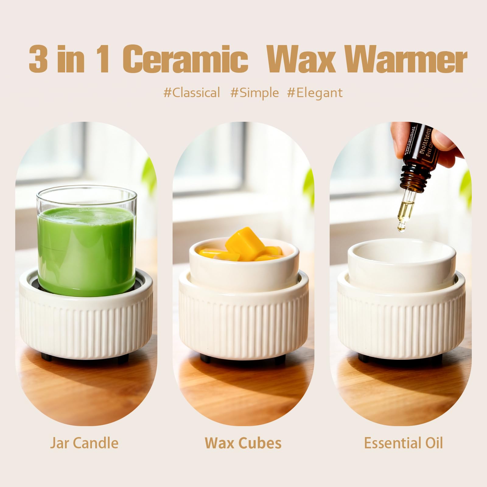 VICTORIA AROMA ceramic dish removable for easy wax changes.