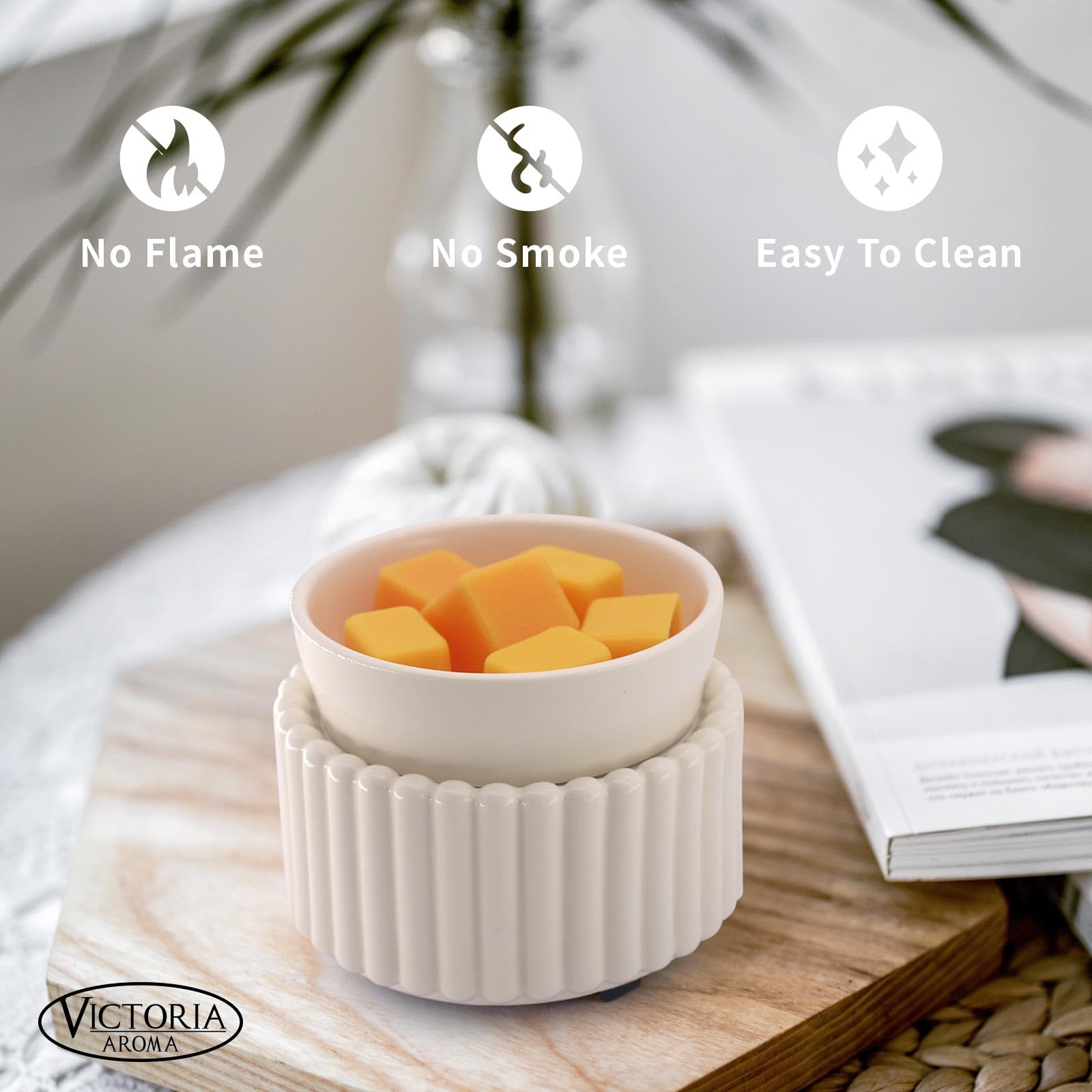 Victoria Aroma dish-removable feature enables easy refills and quick cleanup.
