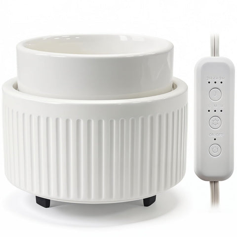 VICTORIA AROMA ceramic wax warmer timer in action for balanced fragrance.