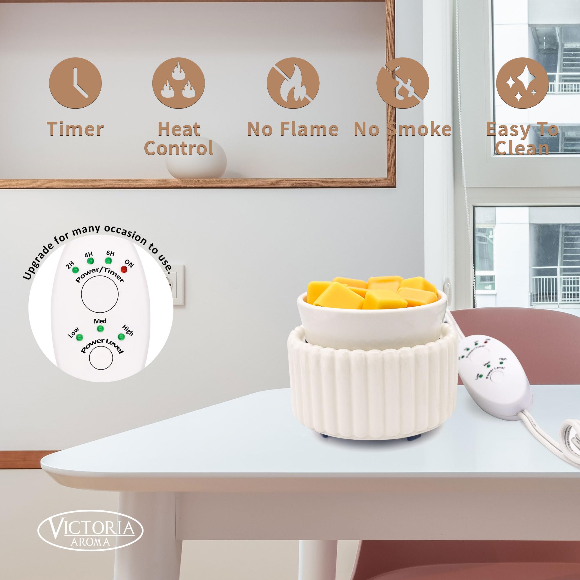Victoria Aroma removable wax dish for easy cleaning and fast wax changes.