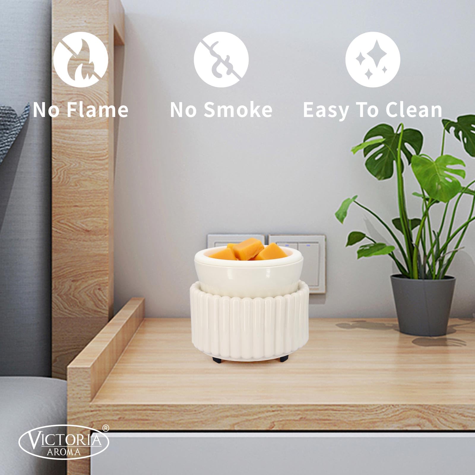 VICTORIA AROMA warming plate close-up highlights steady fragrance diffusion.