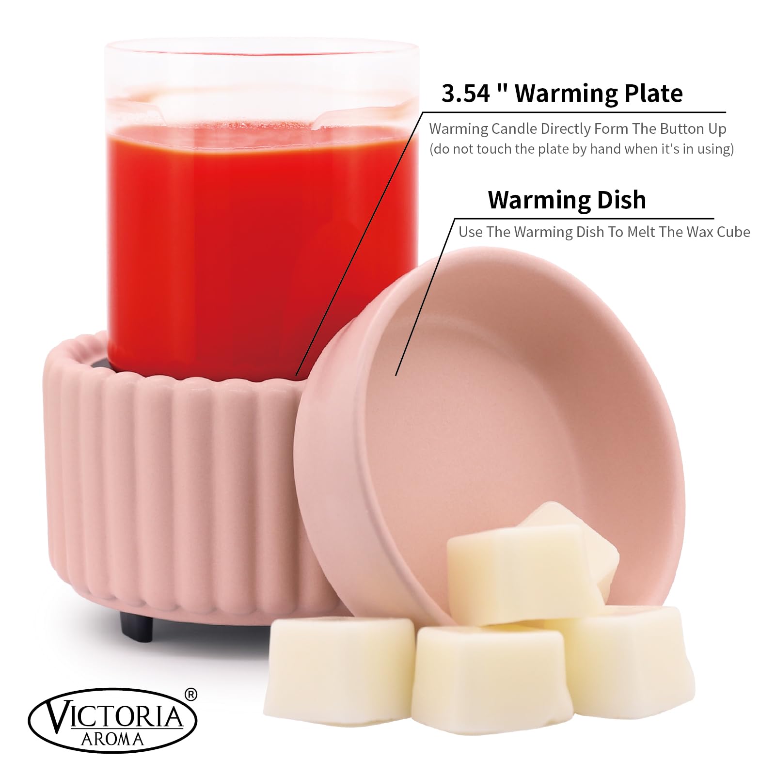 Victoria Aroma wax melter showing removable wax dish for quick cleaning