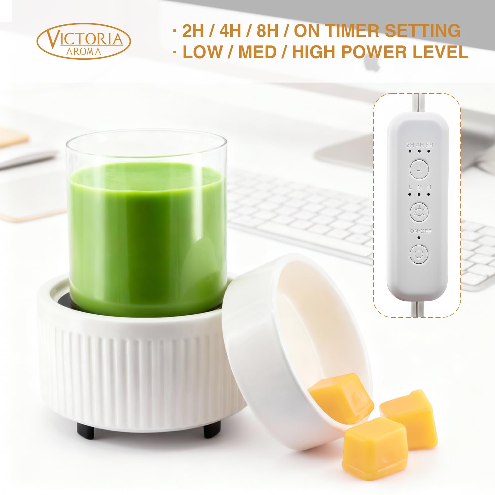 VICTORIA AROMA gift-ready white warmer offers stylish fragrance solution.