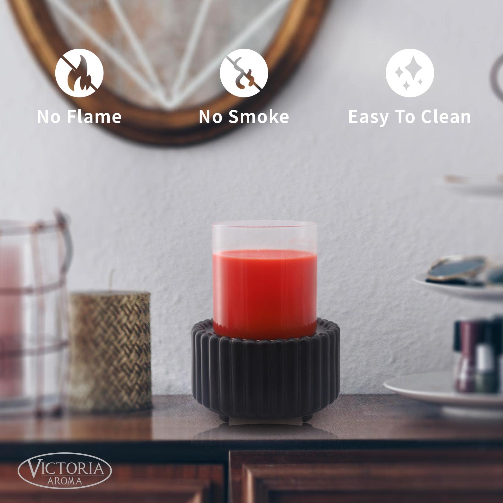 Victoria Aroma wax warmer features a warming plate and on-off switch for easy operation.