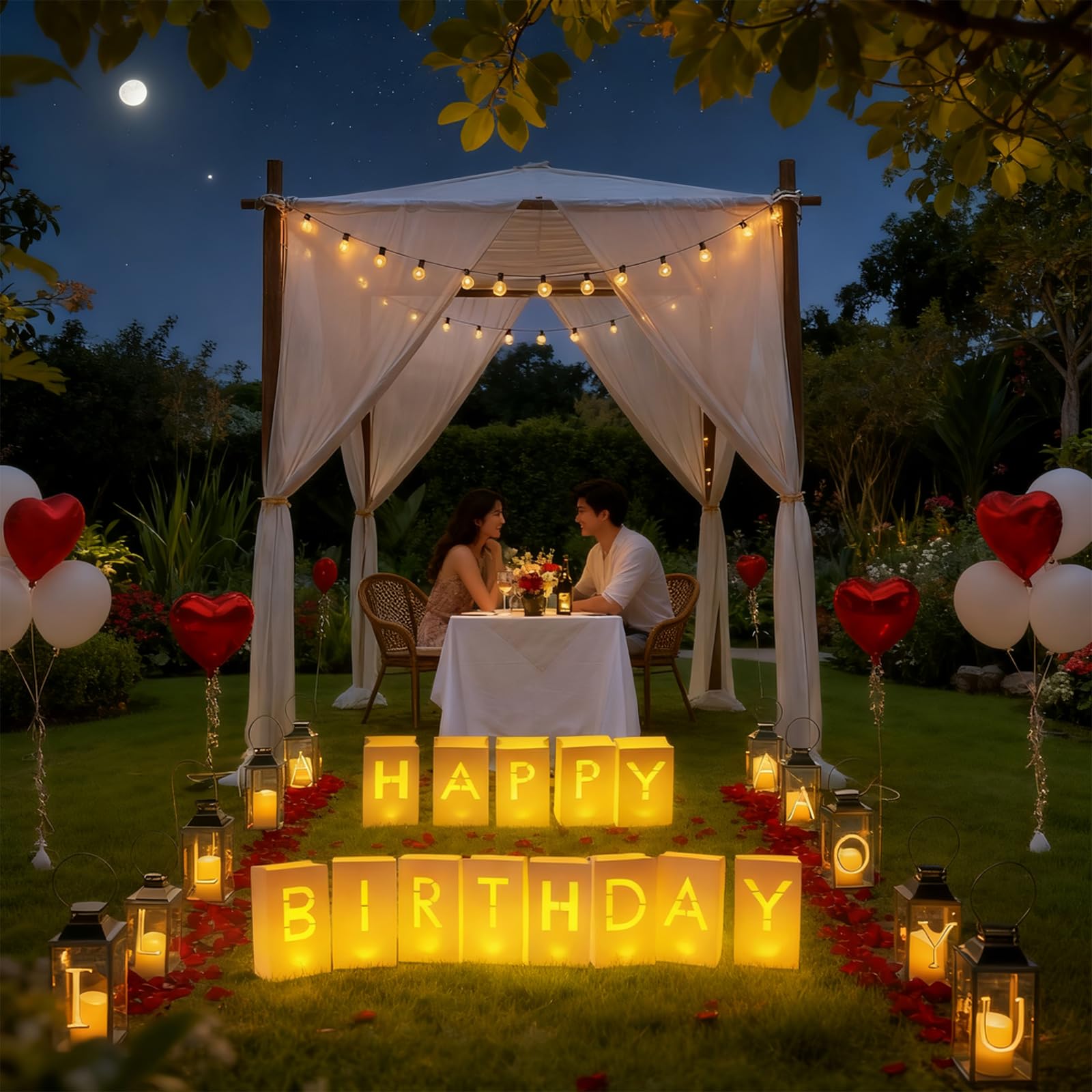 VidwanHome silver heart balloons add chic romantic accents