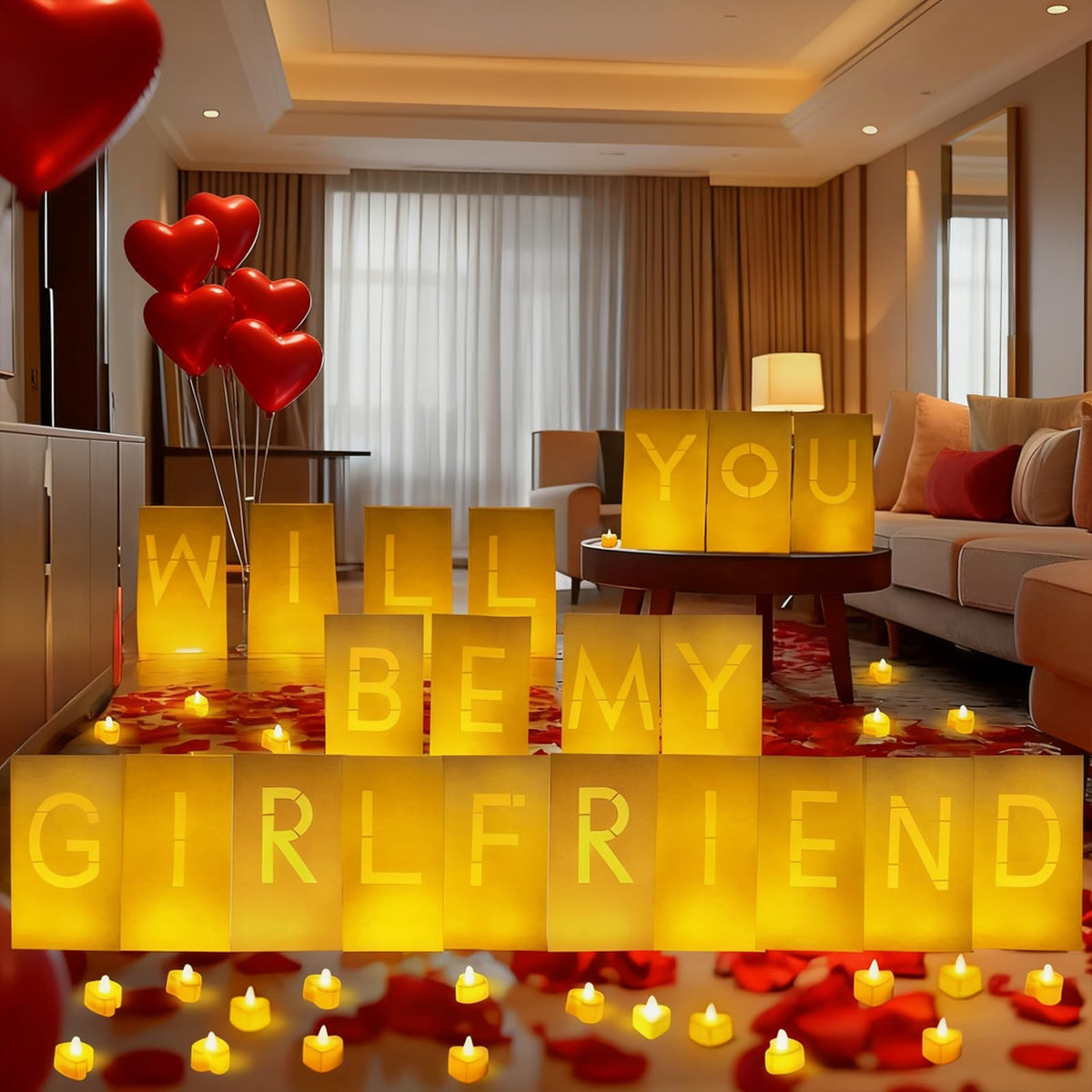 VidwanHome will you be my girlfriend luminary bags glow softly for romantic ambiance indoors