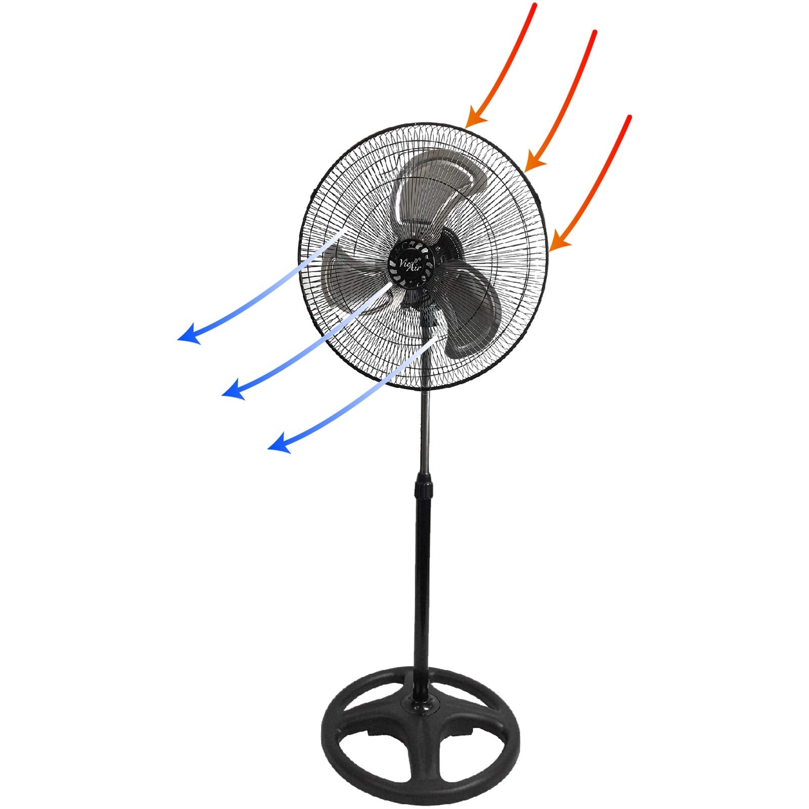 Vie Air 18-inch fan base provides sturdy support for all-day cooling.