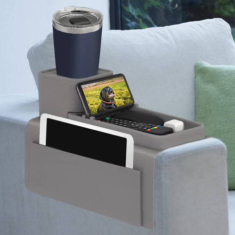 VIENFUT silicone couch cup holder tray with wide surface for 9.5-inch armrests