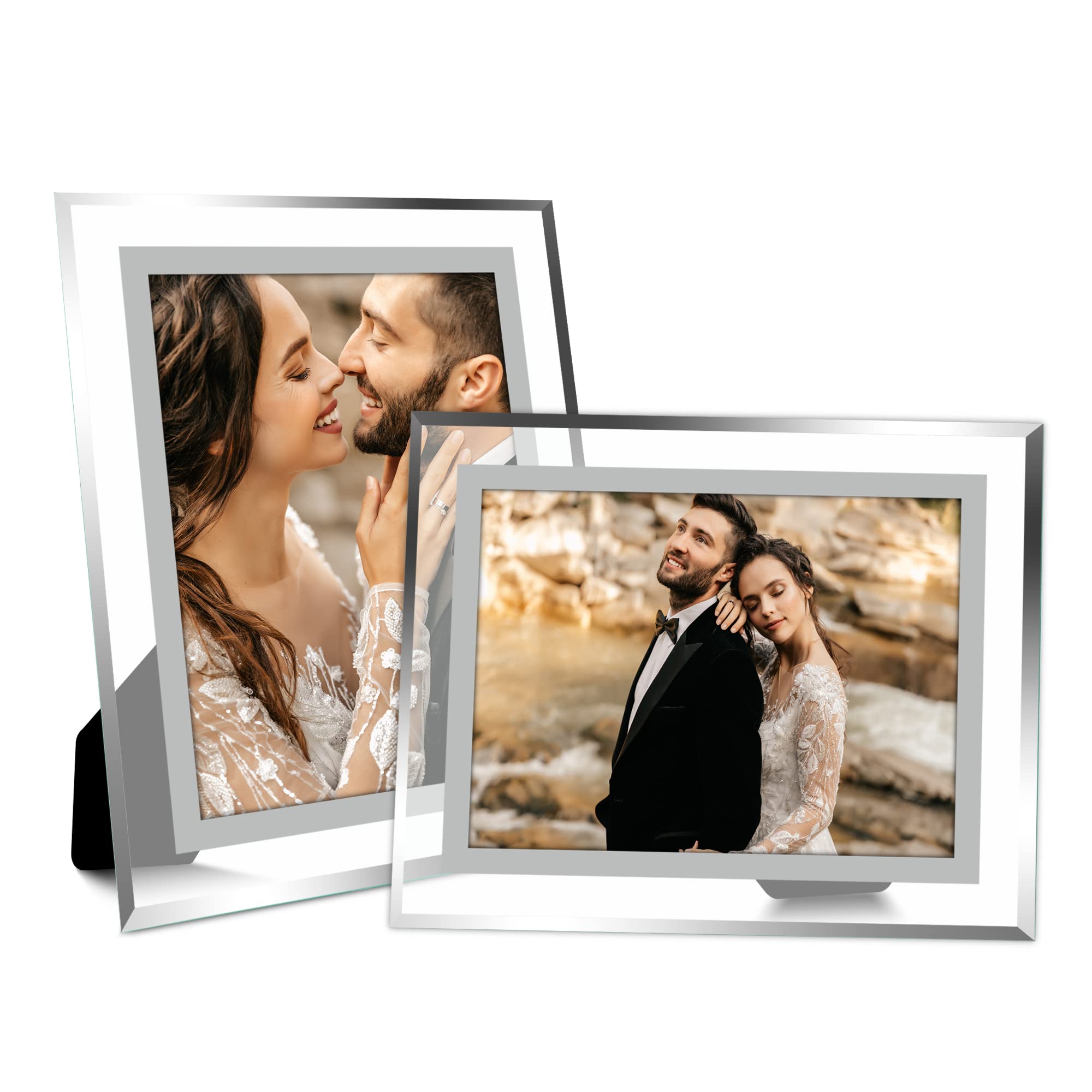 Vienrose 8x10 frame with clear glass and silver edge for crisp memories