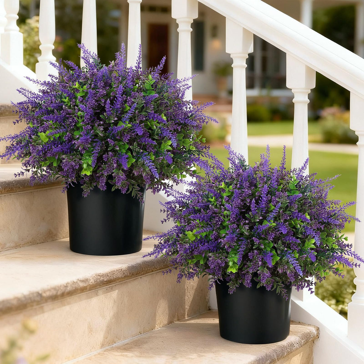 VIERENA artificial eucalyptus lavender topiary front door sets boost curb appeal.