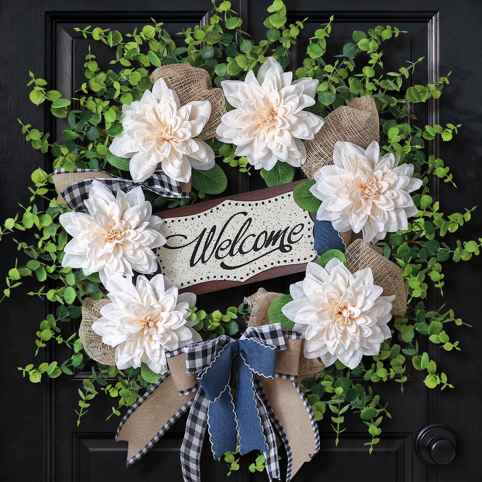 Vierena artificial wreath for front door with 24-inch diameter for lasting curb appeal.
