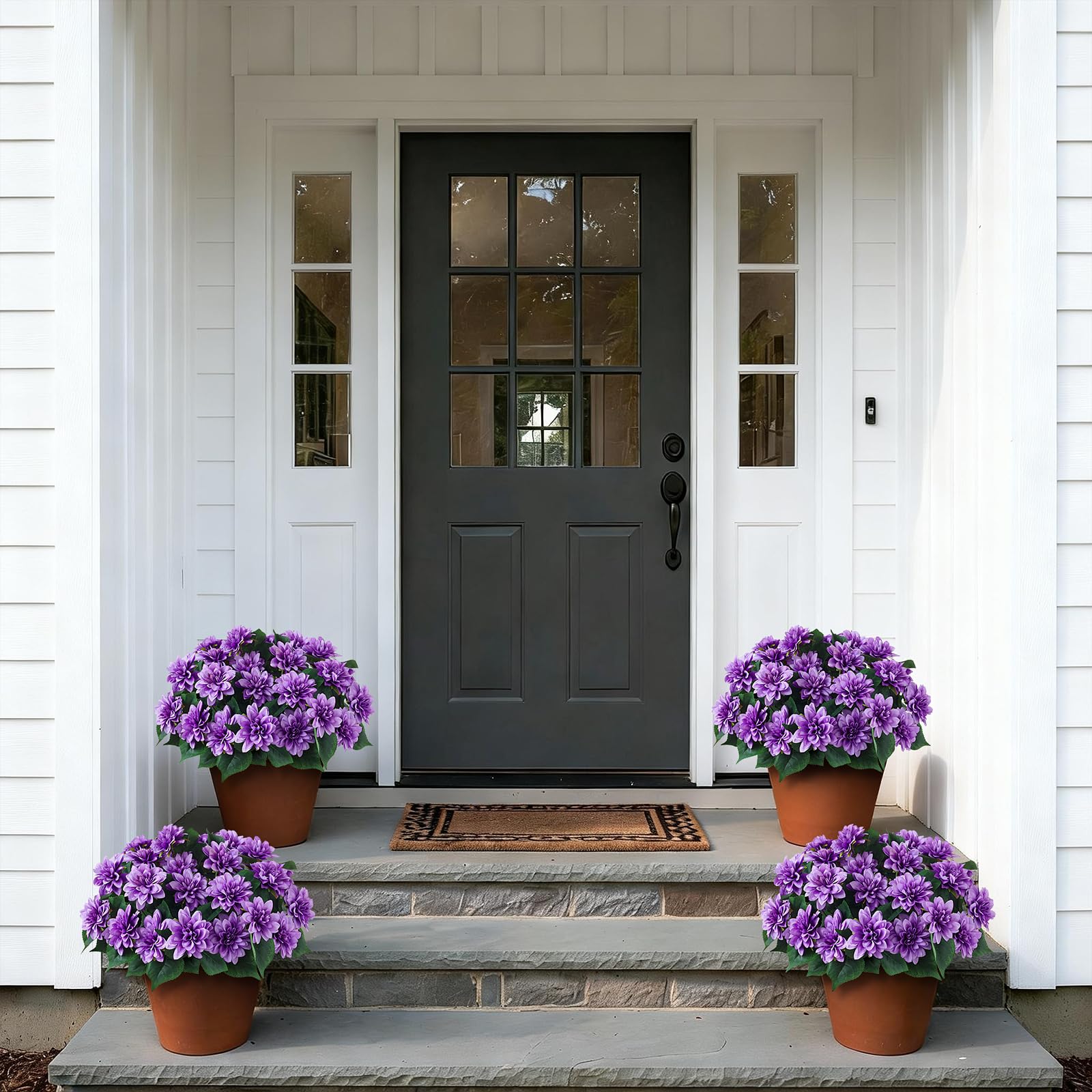 Outdoor garden edge accent with durable silk dahlias.