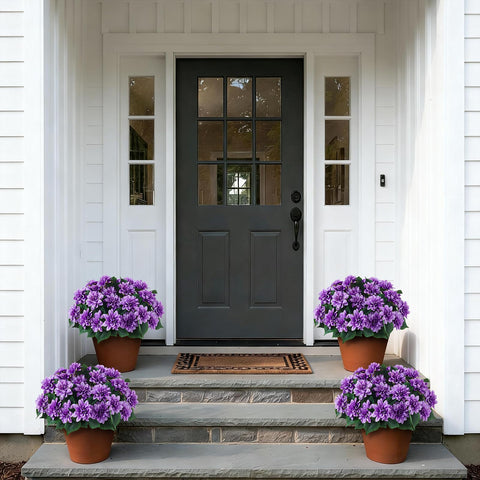 Outdoor garden edge accent with durable silk dahlias.