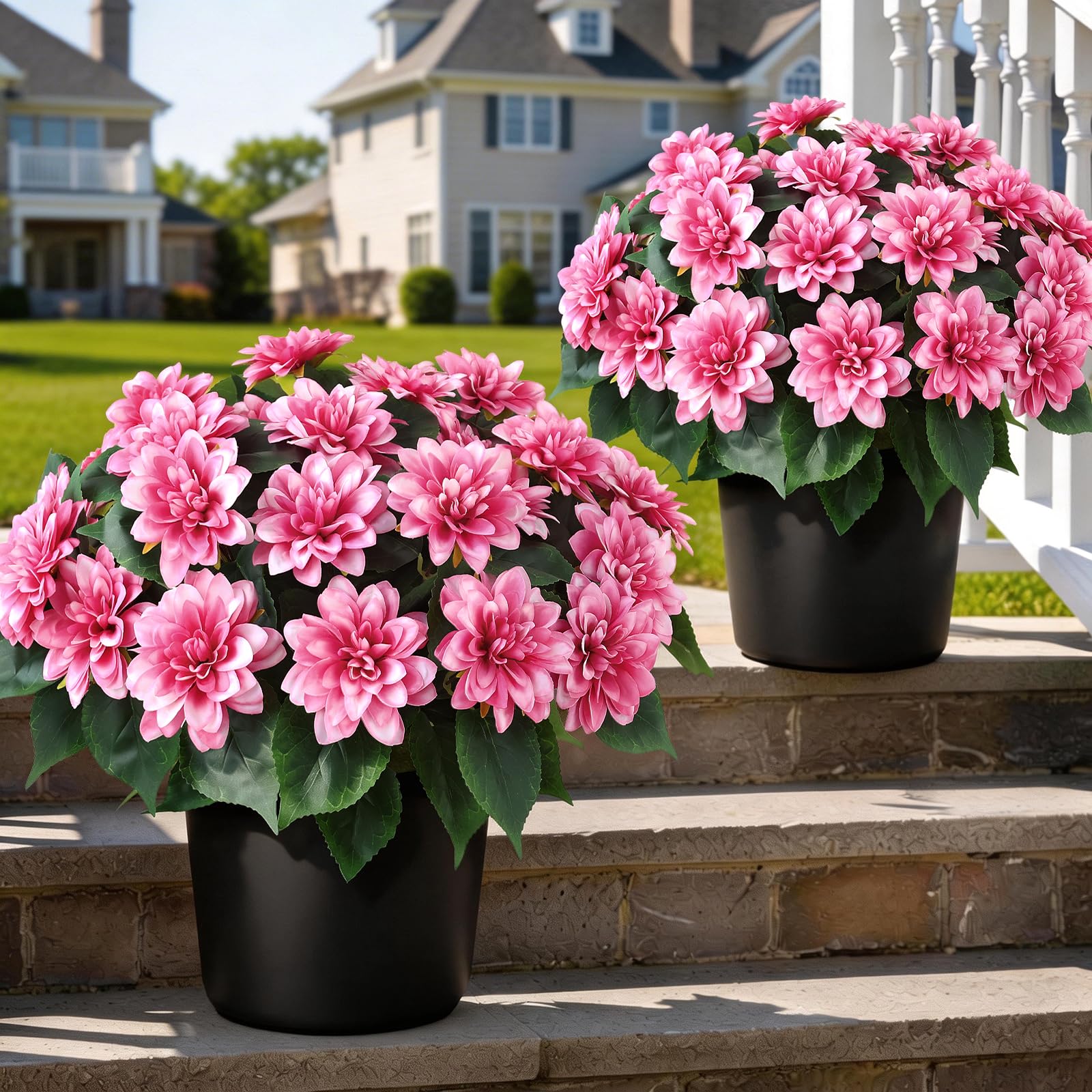 VIERENA dahlia topiary ball pink 16in for elegant front porch display and lasting color
