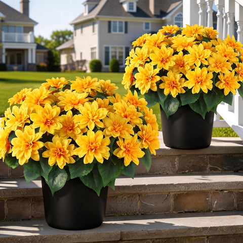 VIERENA dahlia topiary closeup with vibrant silk petals for elegant outdoor décor