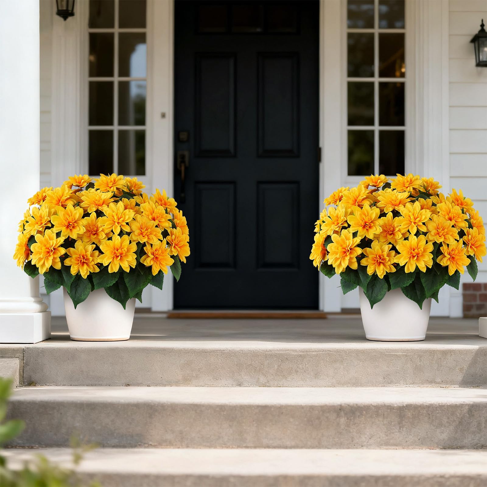 VIERENA dahlia topiary porch entry demonstrating welcoming aesthetic