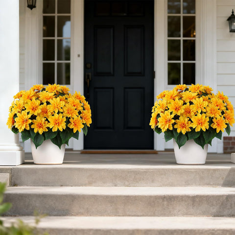 VIERENA dahlia topiary porch entry demonstrating welcoming aesthetic