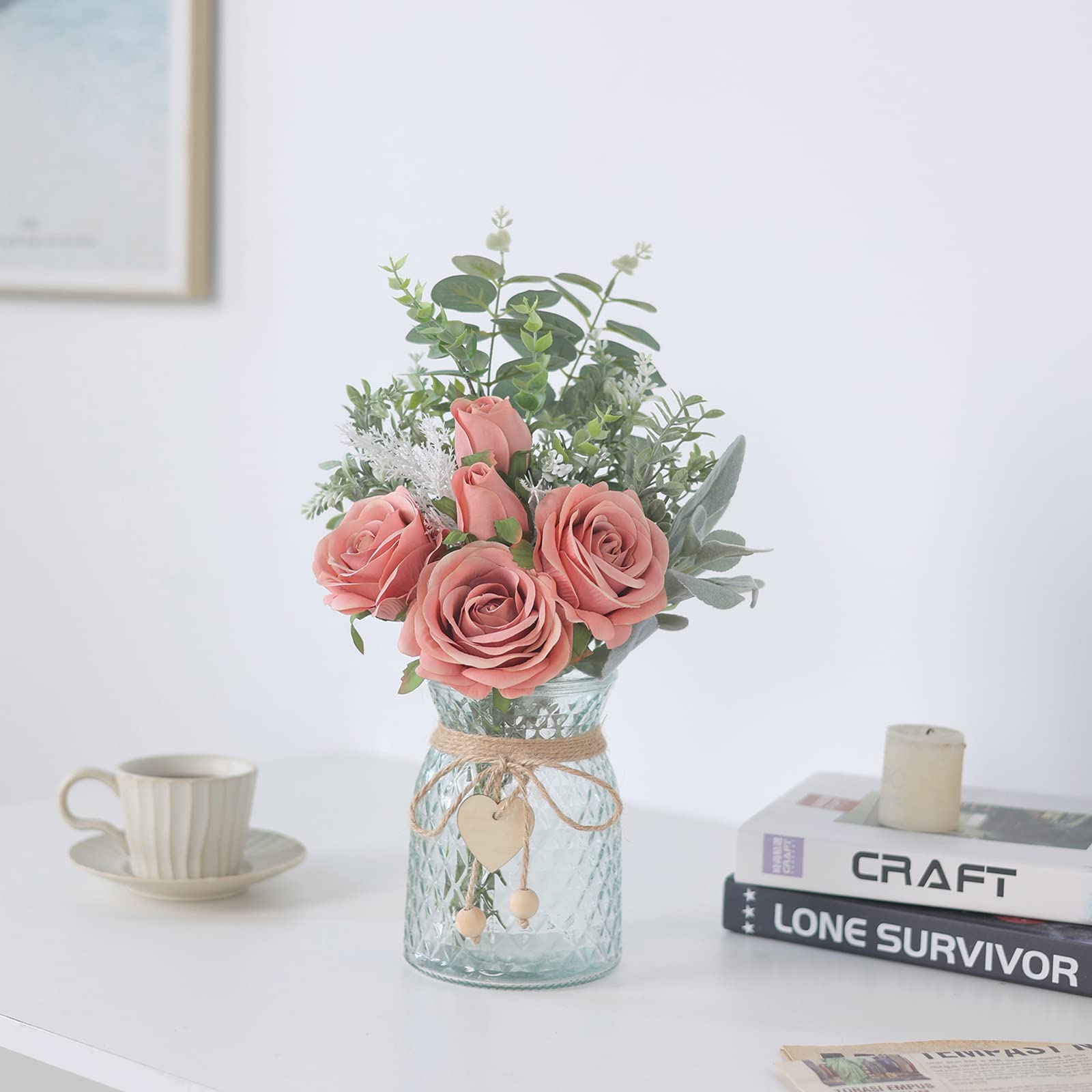 VIERENA flocked lambs ear accents with faux greenery for rustic style