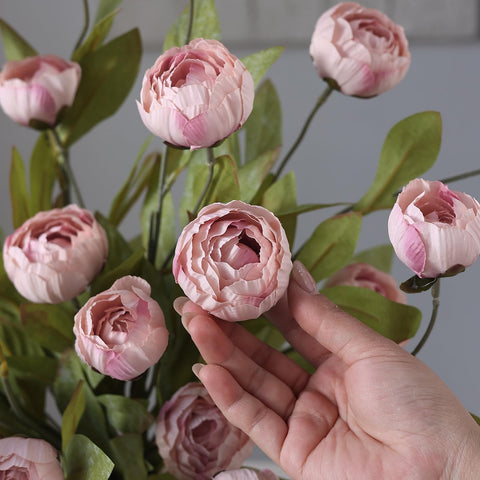 VIERENA blush pink peonies enhance wedding reception accents.