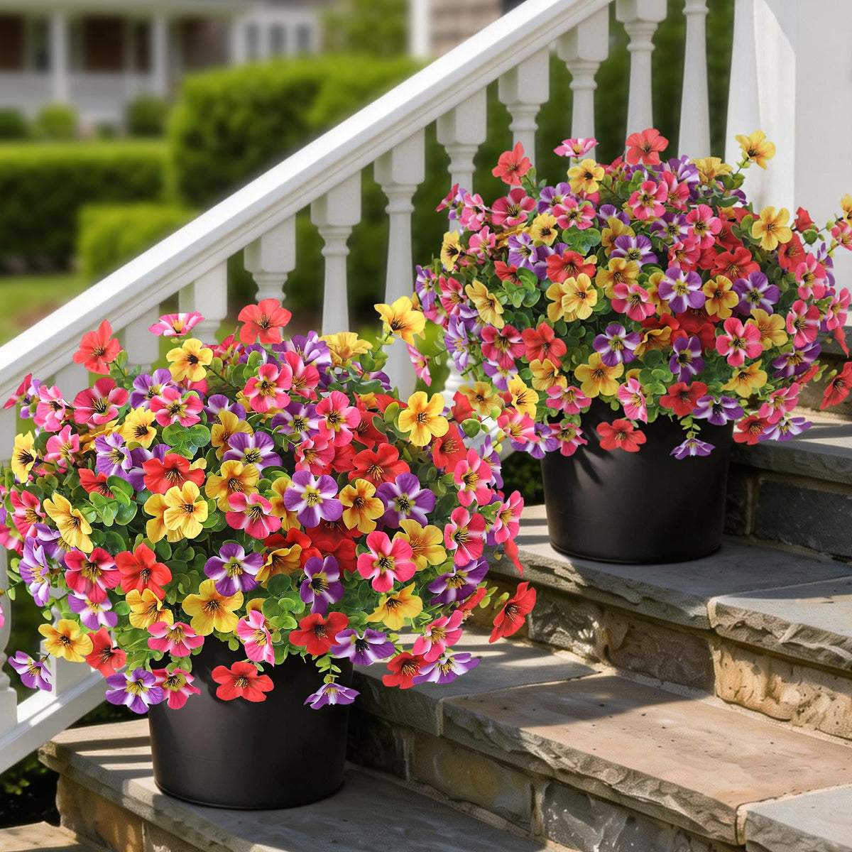 VIERENA morning glory eucalyptus topiary outdoor display for the front door, UV resistant.