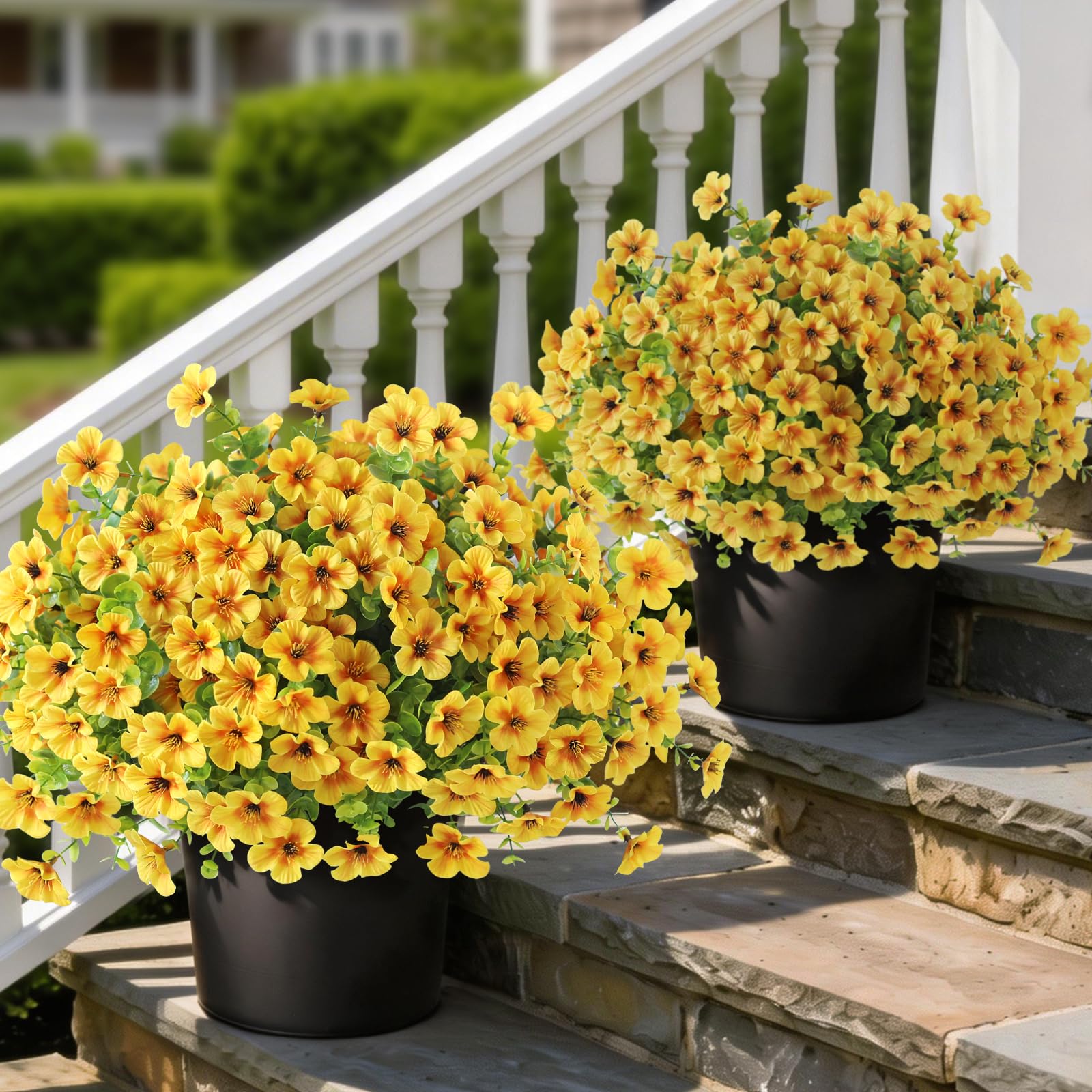 VIERENA front-door morning glory topiary in yellow, lively curb appeal with zero maintenance.