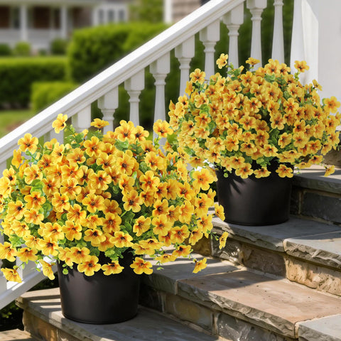 VIERENA front-door morning glory topiary in yellow, lively curb appeal with zero maintenance.