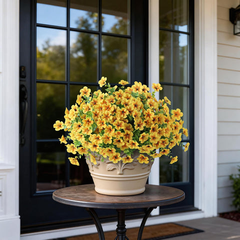 VIERENA UV-resistant artificial topiary highlights bright florals without fading in sun.