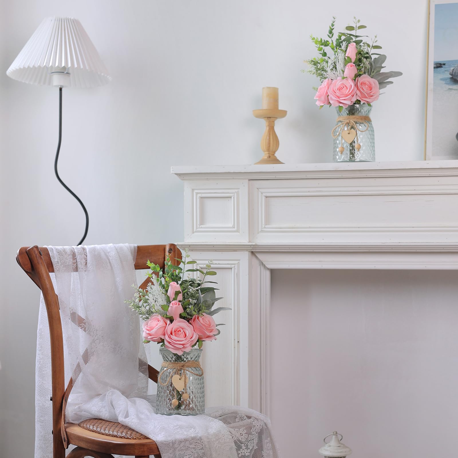 Vierena pink rose centerpiece suits dining tables and coffee nooks.