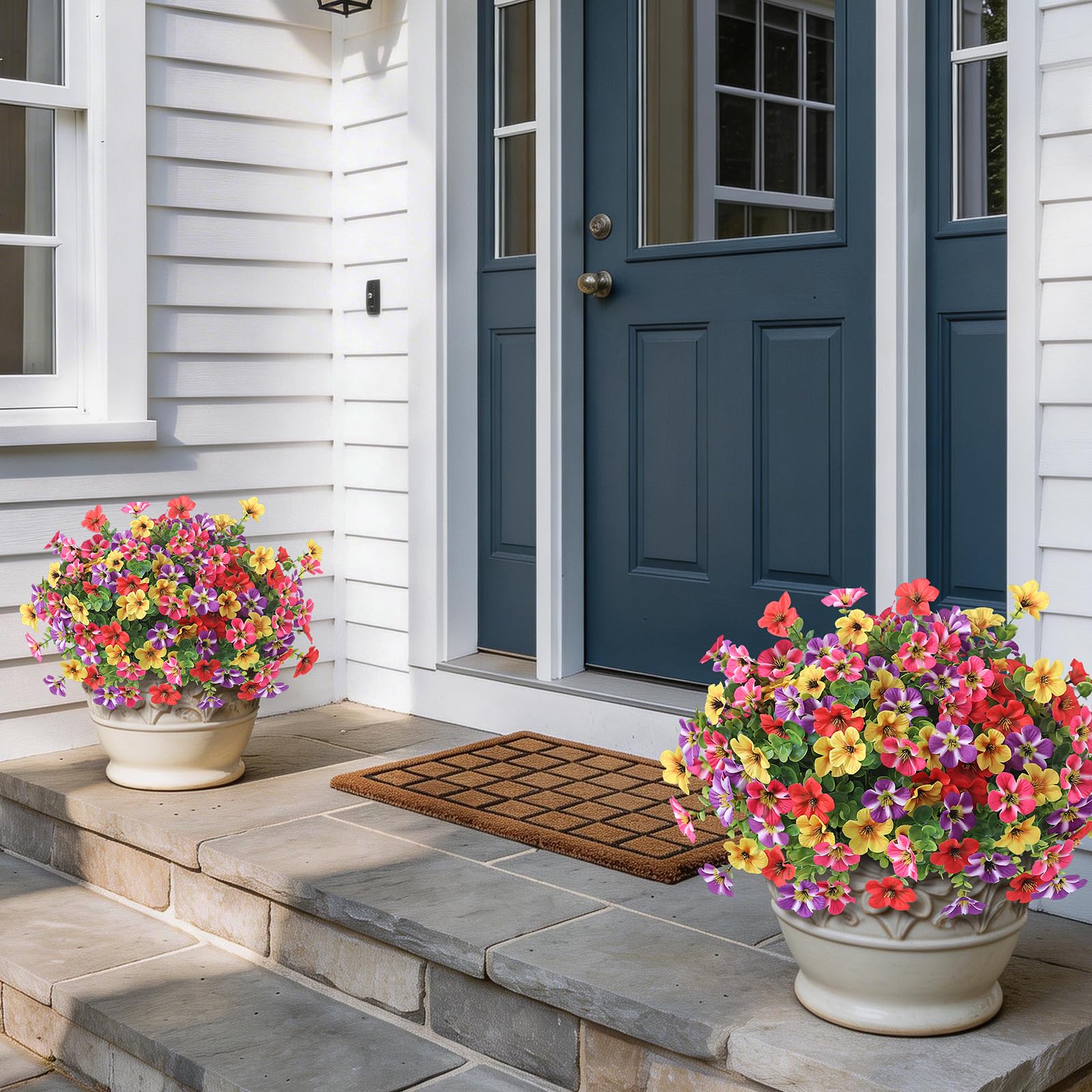 VIERENA wide shot two topiary set enhances farmhouse entryways.