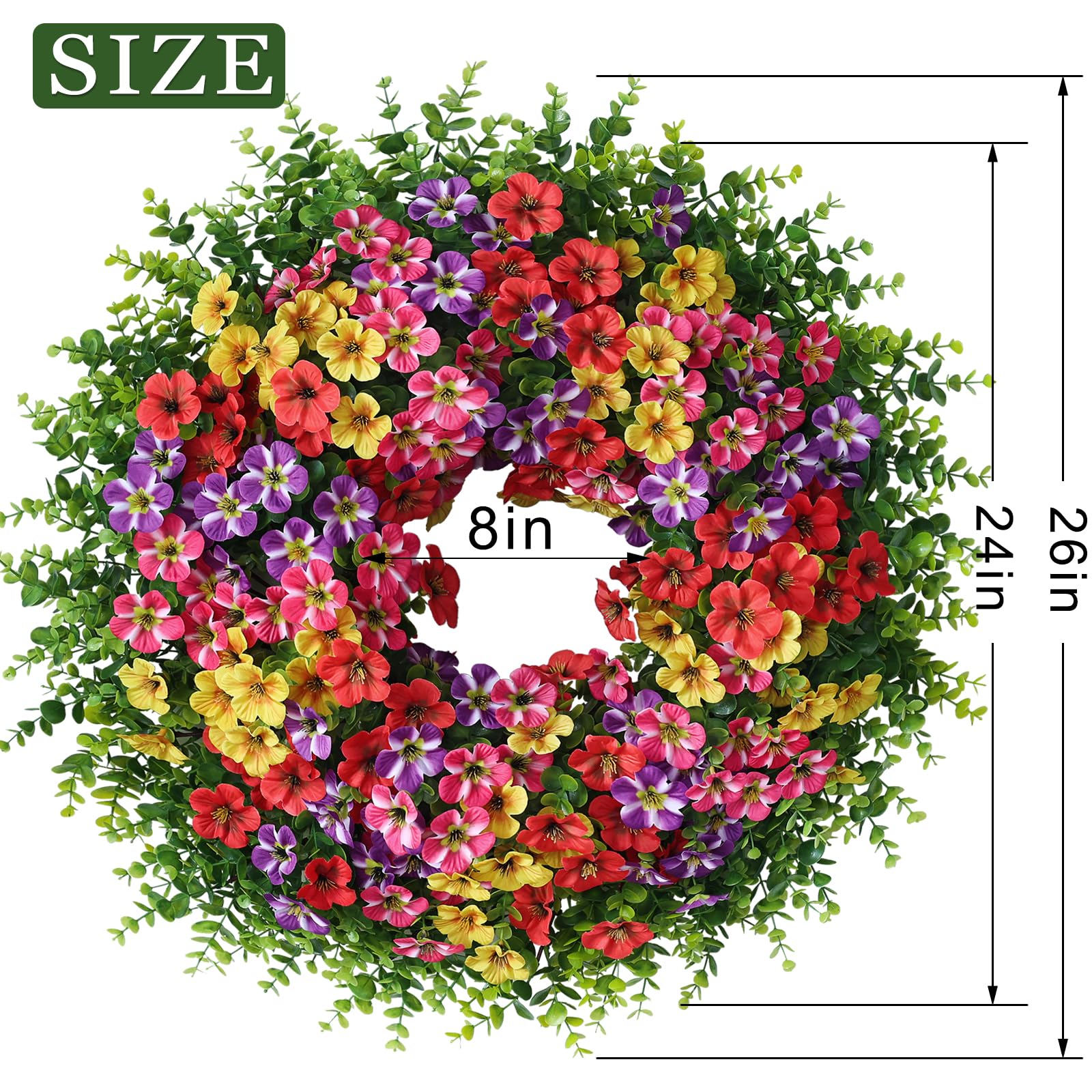 VIERENA wreath shows detailed textures and vibrant color for a lifelike look.