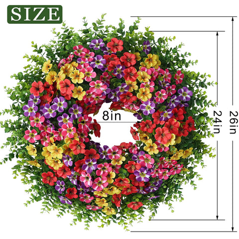 VIERENA wreath shows detailed textures and vibrant color for a lifelike look.