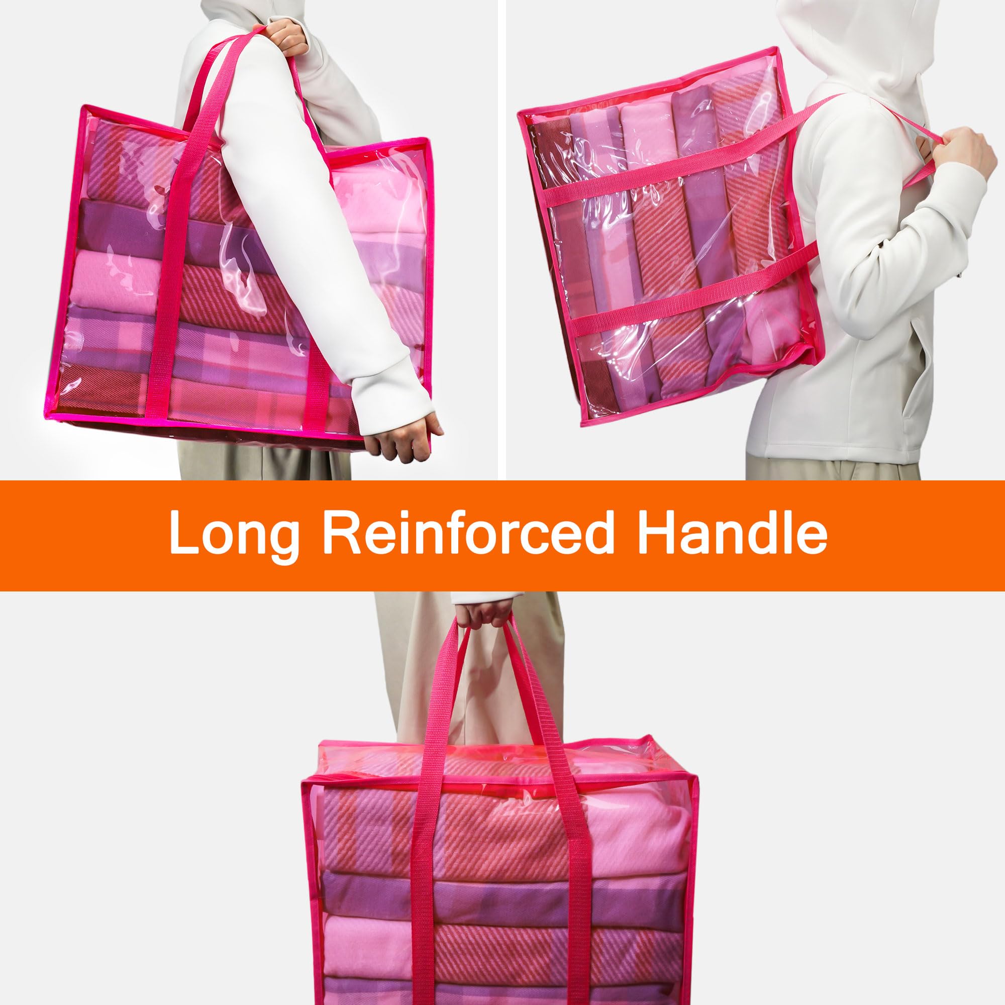 Vieshful reinforced long handles simplify carrying bulky items.