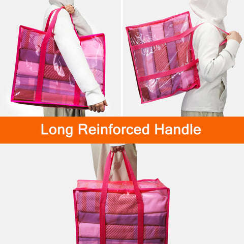 Vieshful reinforced long handles simplify carrying bulky items.