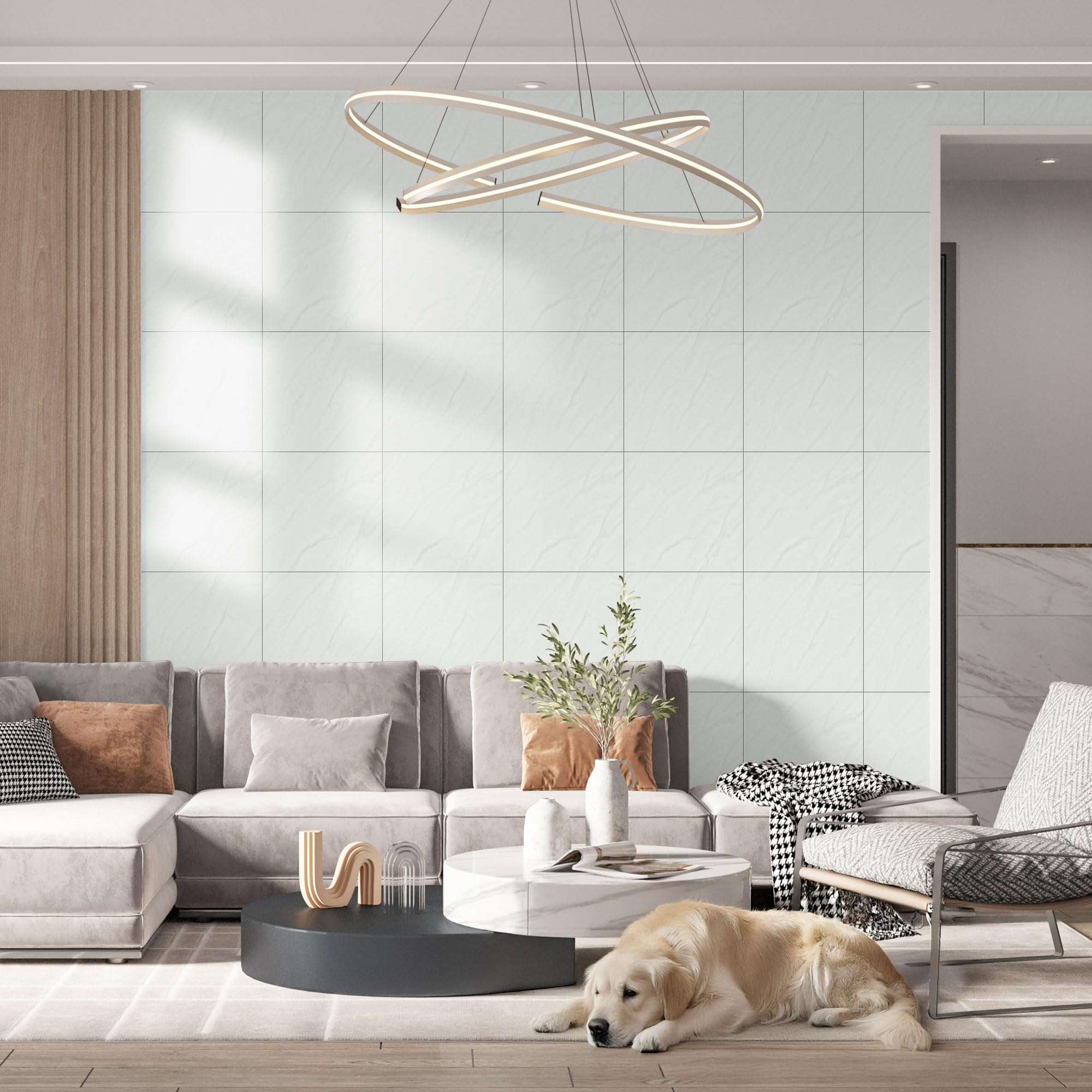Vieshful versatile marble tiles fit bathrooms, kitchens, and laundry rooms.