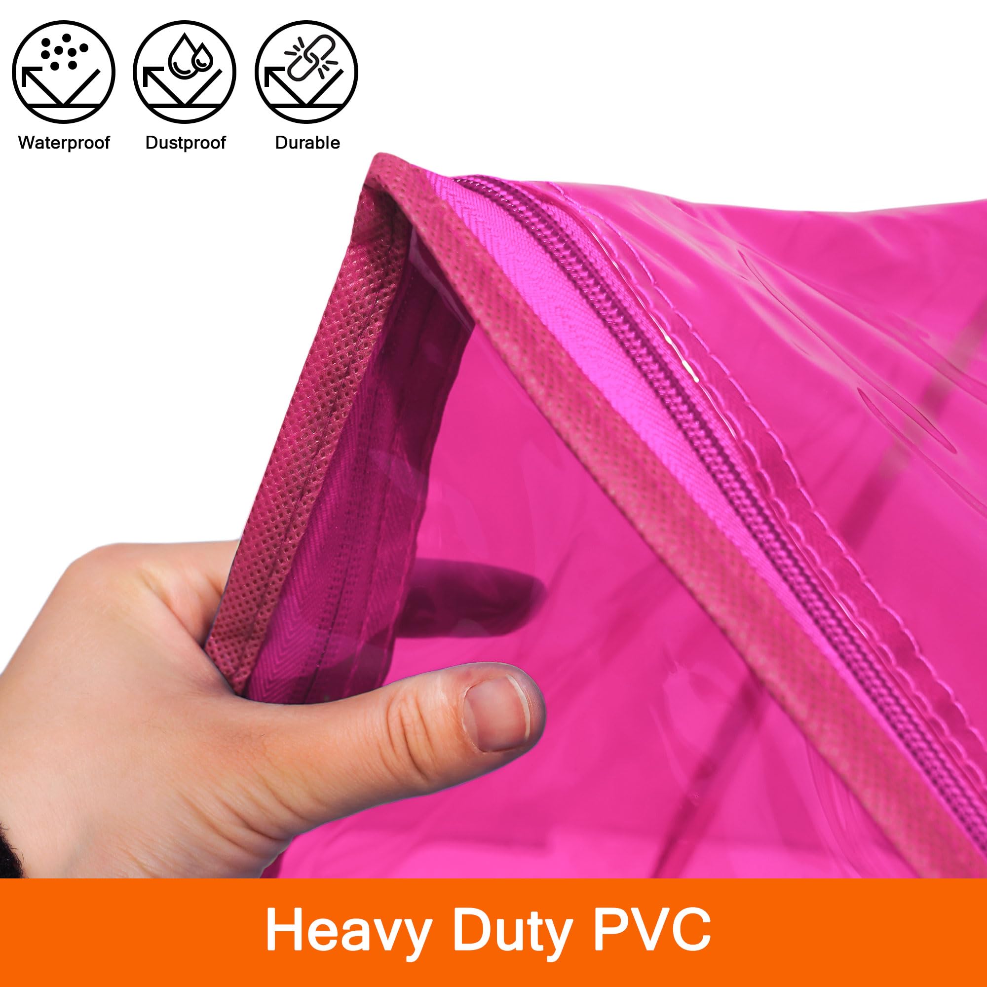 Vieshful vinyl storage bag keeps comforters visible and protected.