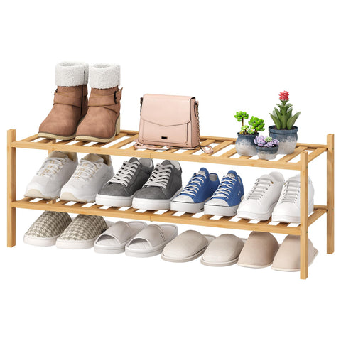 Viewcare 2-tier long shoe rack in entryway offers organized storage