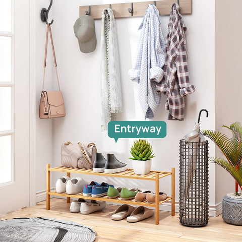 Viewcare bamboo shoe rack with stackable design saves space and adapts