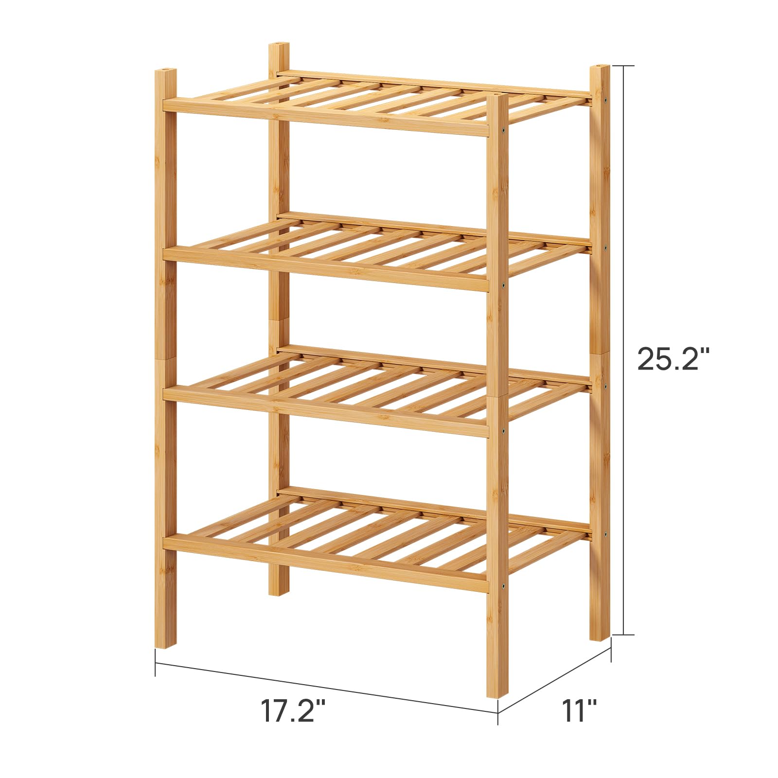 Viewcare bamboo shelf doubles as bookshelf or plant stand in living rooms.
